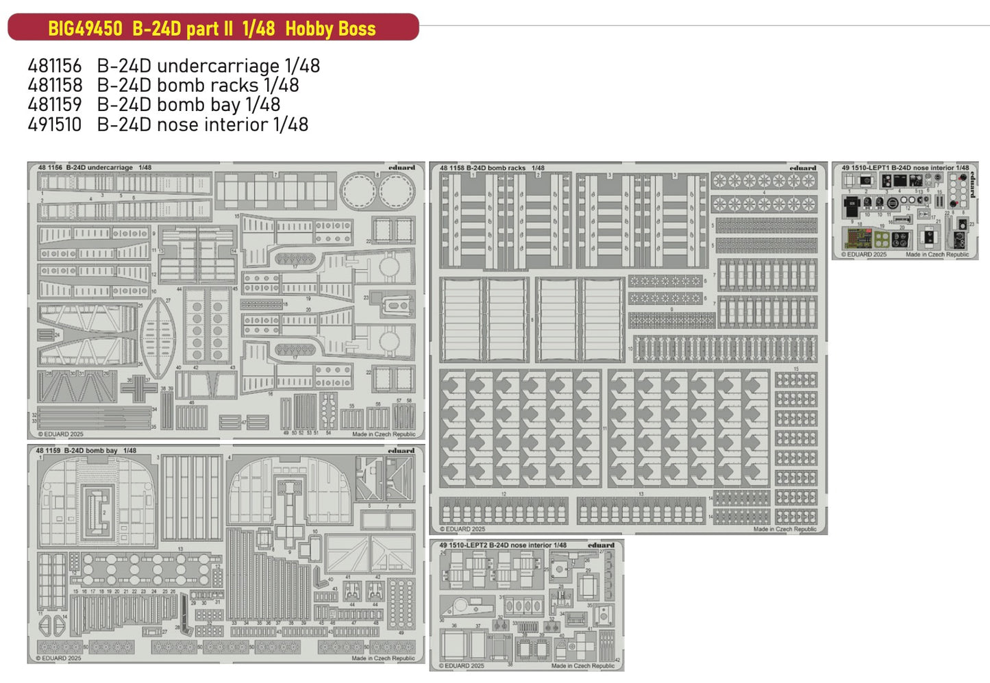 Eduard Big-Ed BIG49450 1:48 Consolidated B-24D Liberator part II 1/48