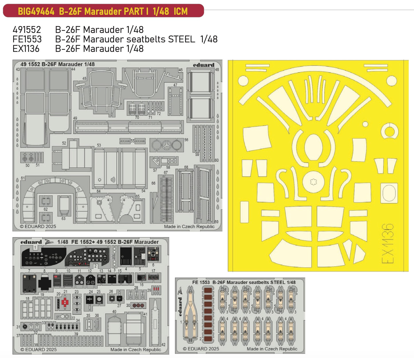 Eduard Big-Ed BIG49464 1:48 Martin B-26F Marauder PART I