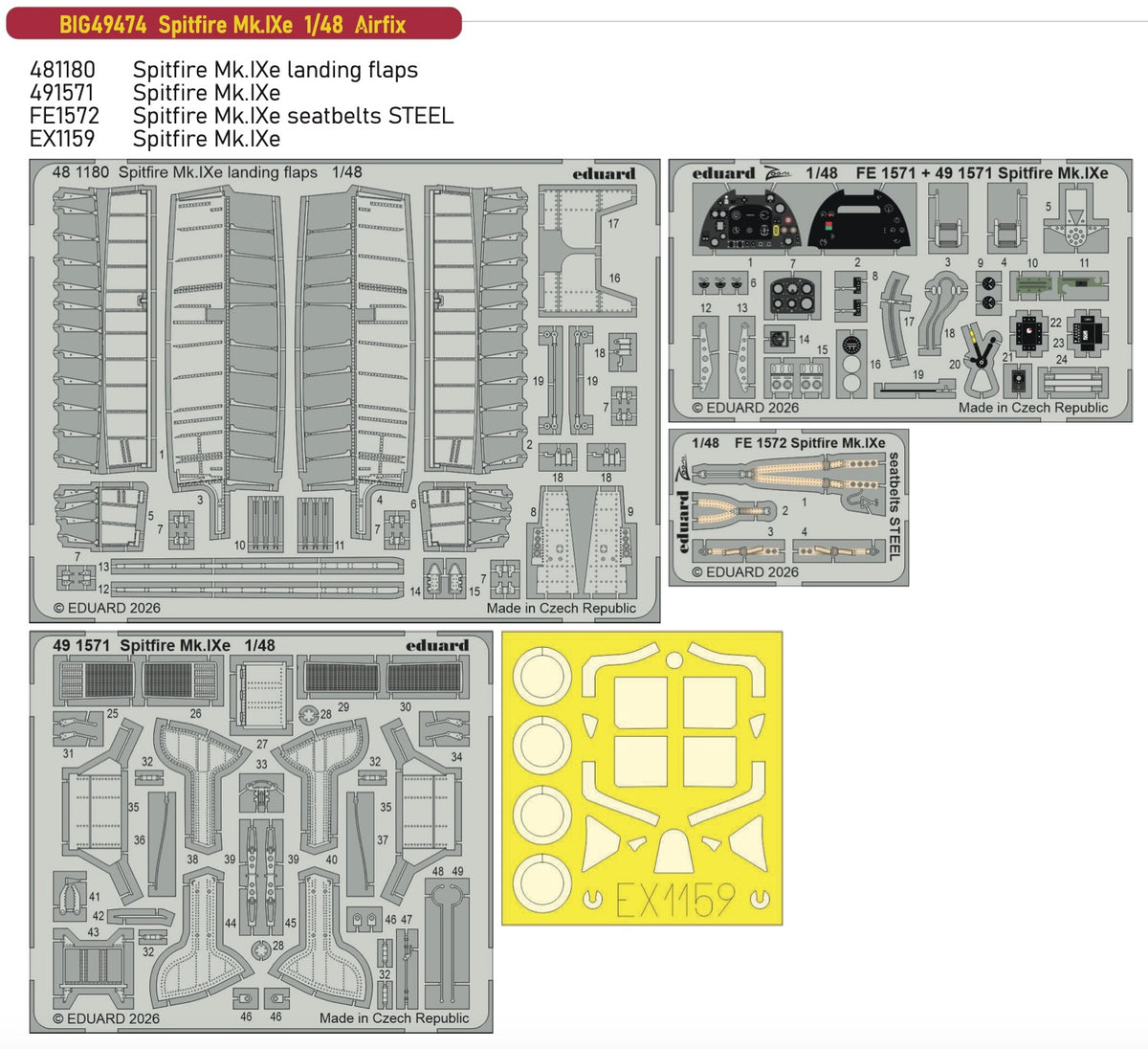 Eduard Big-Ed BIG49474 1:48 Supermarine Spitfire Mk.IXe Big-Ed Set
