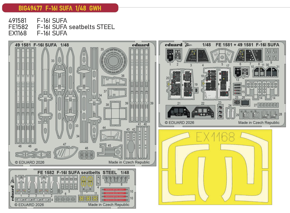 Eduard Big-Ed BIG49477 1:48 Lockheed-Martin F-16i SUFA Big-Ed Set