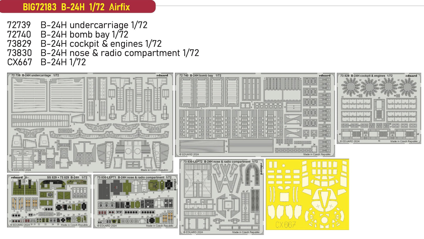 Eduard Big-Ed BIG72183 1:72 Consolidated B-24H Liberator Big-Ed Set