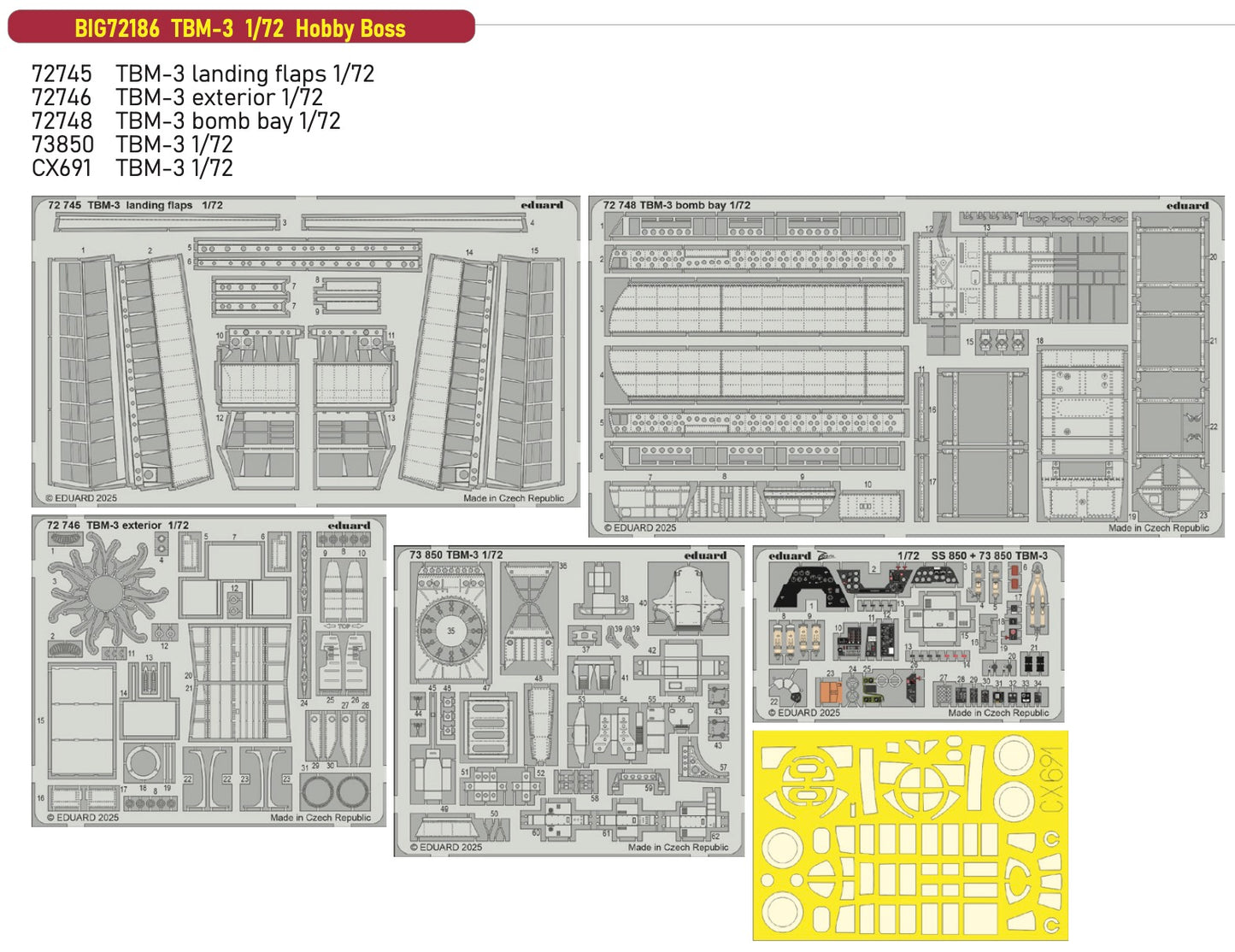 Eduard Big-Ed BIG72186 1:72 Grumman TBM-3 Avenger 1/72