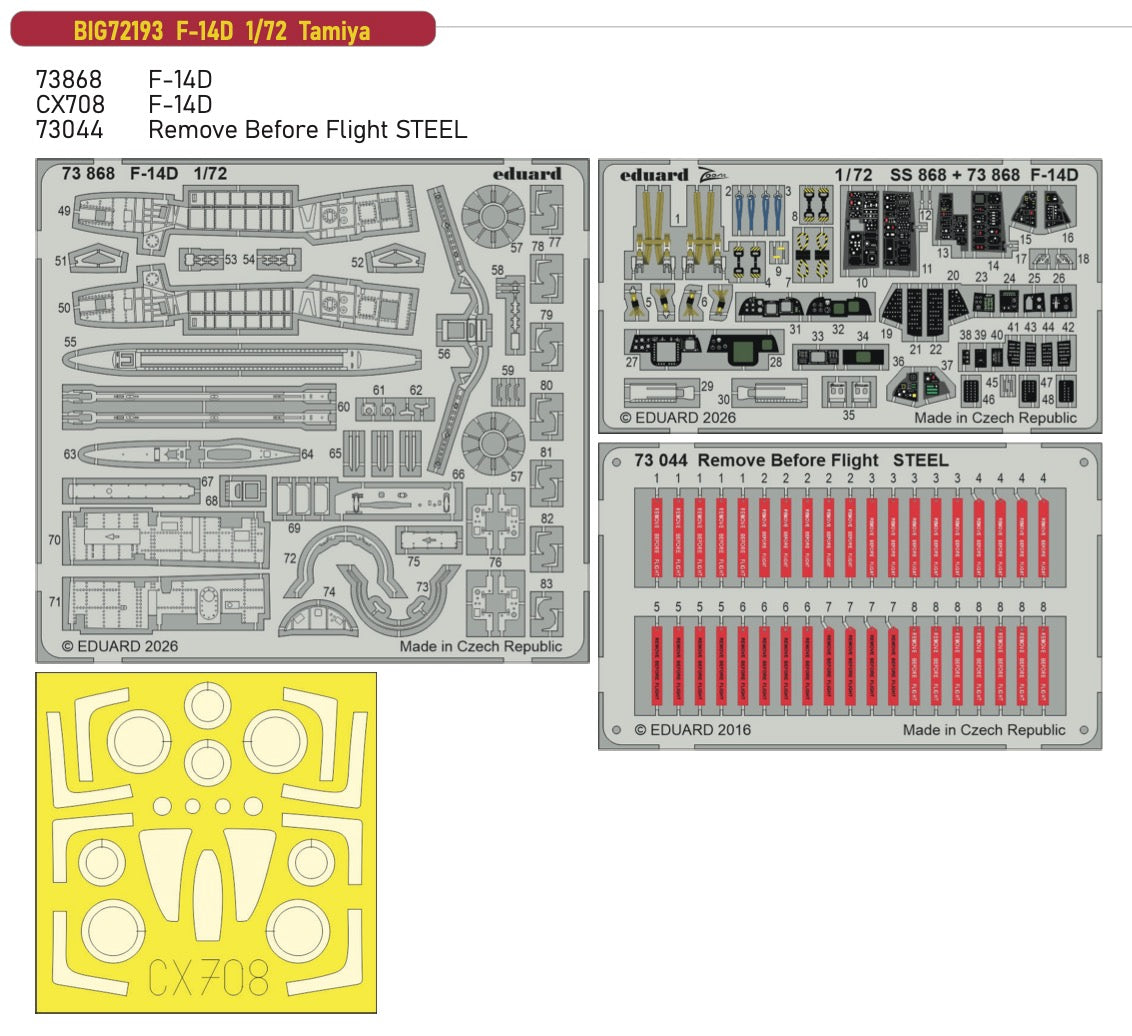 Eduard Big-Ed BIG72193 1:72 Grumman F-14D Tomcat Big-Ed Set