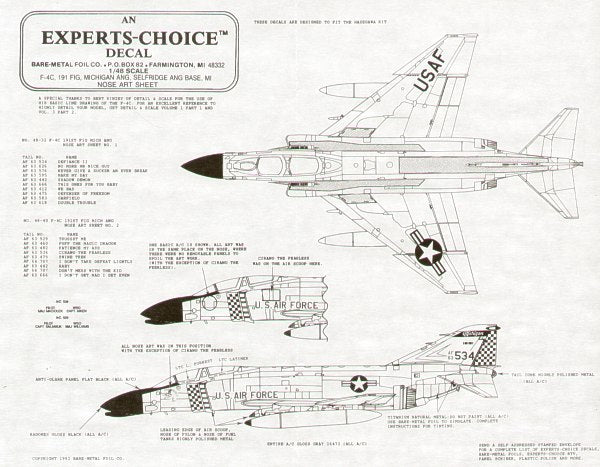 Experts Choice 4832 1:48 McDonnell F-4C Phantom 191 FIG Selfridge ANG Base