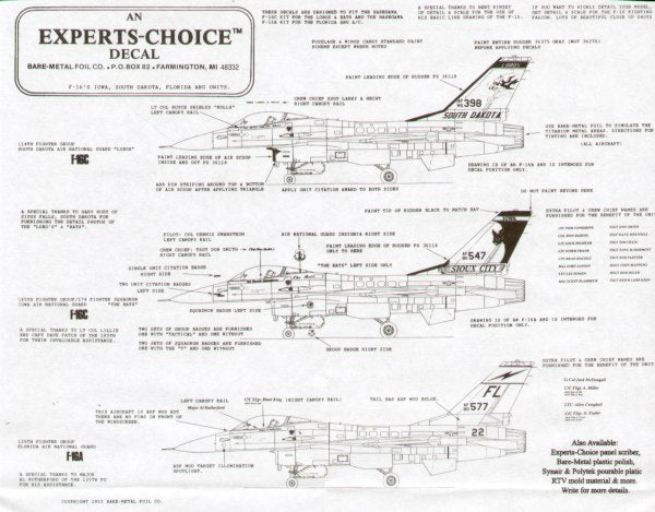 Experts Choice 4835 1:48 F-16A/F-16C Iowa, South Dakota Air National Guard