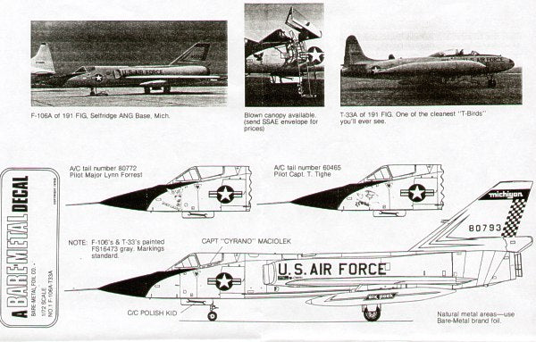Experts Choice 7201 1:72 Convair F-106A Delta Dart 191FIG 'Six Pack' Michigan ANG Selfridge Air Force Base