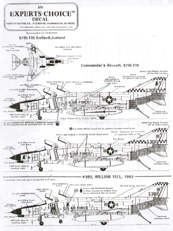 Experts Choice 7204 1:72 McDonnell F-4E Phantom. 57th FIS Keflavik, choice of 3 aircraft