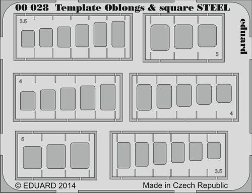 Eduard 00028 1:144, 1:32, 1:48, 1:72 Template oblongs & square STEEL