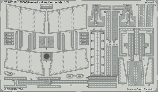 Eduard 23047 1:24 Messerschmitt Bf-109G-5/6 exterior & rudder pedals