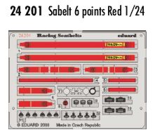 Eduard 24201 1:24 Sabelt 6 points Red seatbelts PRE-PAINTED IN COLOUR!