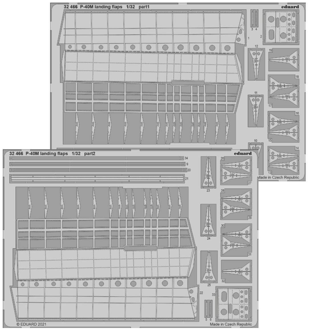 Eduard 32466 1:32 Curtiss P-40M landing flaps