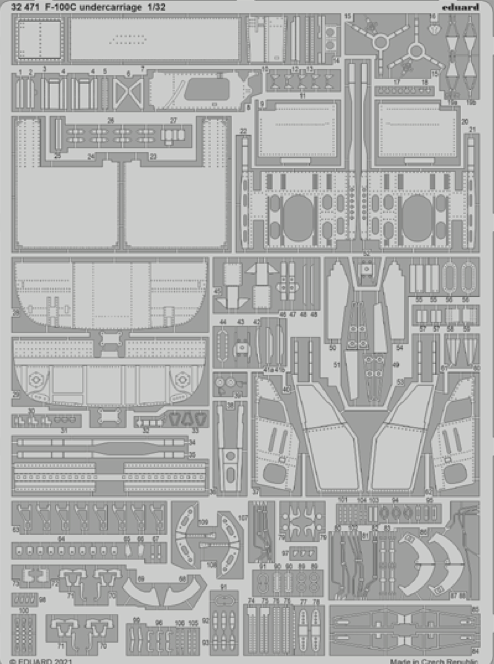 Eduard 32471 1:32 North-American F-100C Super Sabre undercarriage detailing set