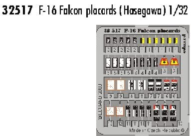 Eduard 32517 1:32 Lockheed-Martin F-16 Falcon placards