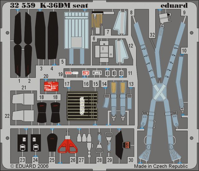 Eduard 32559 1:32 Mikoyan MiG-29 'Fulcrum' K-36DM seat detail PRE-PAINTED IN COLOUR