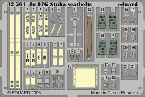 Eduard 32564 1:32 Junkers Ju-87G 'Stuka' seatbelts PRE-PAINTED IN COLOUR!