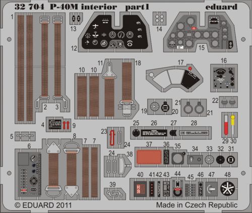 Eduard 32704 1:32 Curtiss P-40M/P-40N Warhawk interior (self adhesive)