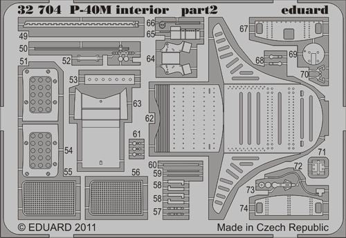 Eduard 32704 1:32 Curtiss P-40M/P-40N Warhawk interior (self adhesive)