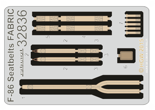 Eduard 32836 1:32 North-American F-86F Sabre Dog seatbelts FABRIC