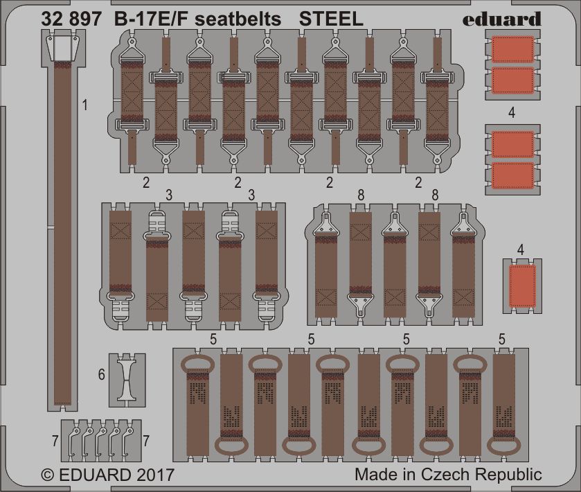 Eduard 32897 1:32B-17E/F Flying Fortress seatbelts STEEL