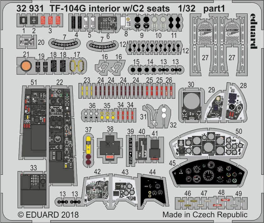 Eduard 32931 1:32 Lockheed TF-104G Starfighter Interior w/C2 Seats