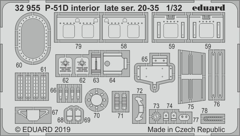 Eduard 32955 1:32 North-American P-51D Mustang Interior Late Ser. 20-35