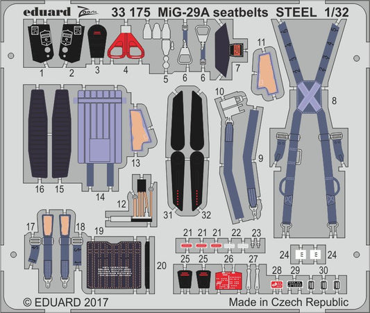 Eduard 33175 1:32 Mikoyan MiG-29A seatbelts STEEL