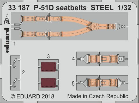 Eduard 33187 1:32 North-American P-51D Mustang seatbelts STEEL