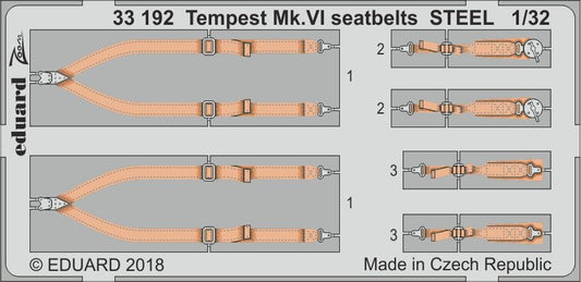 Eduard 33192 1:32 Hawker Tempest Mk.VI seatbelts STEEL