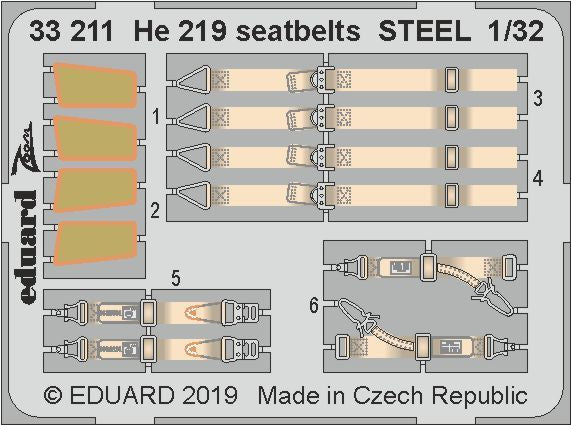 Eduard 33211 1:32 Heinkel He-219A-7 'UHU' seatbelts STEEL