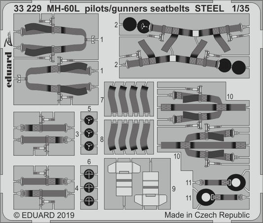 Eduard 33229 1:35 Sikorsky MH-60L pilots/gunners seatbelts STEEL