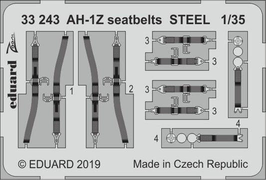 Eduard 33243 1:32 Bell AH-1Z Shark Mouth seatbelts STEEL 1/35