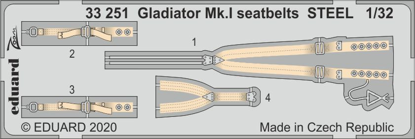 Eduard 33251 1:32 Gloster Gladiator Mk.I seatbelts STEEL