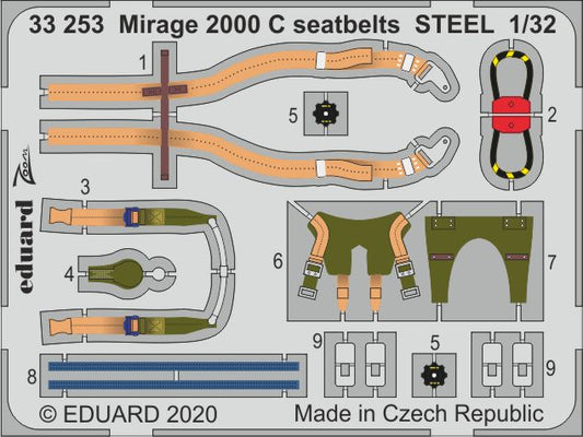 Eduard 33253 1:32 Dassault Mirage 2000C seatbelts STEEL