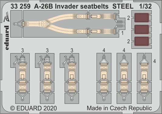 Eduard 33259 1:32 Douglas A-26B Invader seatbelts STEEL