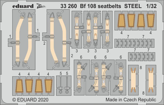 Eduard 33260 1:32 Messerschmitt Bf-108 seatbelts STEEL