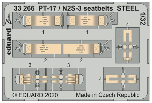 Eduard 33266 1:32 Stearman PT-17/N2S-3 Seatbelts STEEL