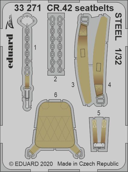 Eduard 33271 1:32 Fiat CR.42 Seatbelts STEEL