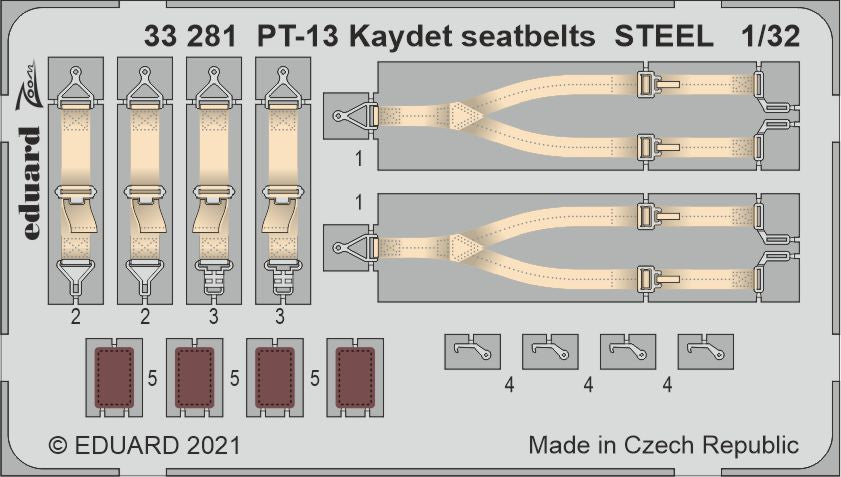 Eduard 33281 1:32 Stearman PT-13/N2S-2/5 Kaydet Seatbelts STEEL