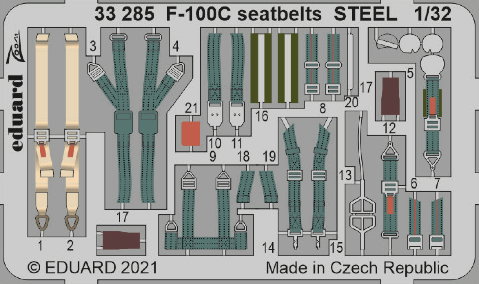 Eduard 33285 1:32 F-100C Super Sabre seatbelts STEELto be used with Trumpeter