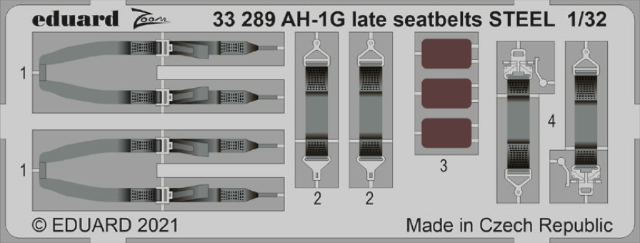 Eduard 33289 1:32 Bell AH-1G Cobra Late Seatbelts STEEL