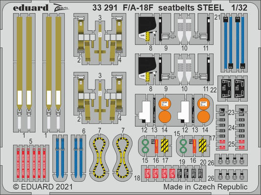 Eduard 33291 1:32 Boeing F/A-18F Super Hornet Seatbelts STEEL