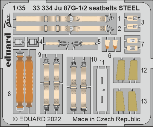 Eduard 33334 1:35 Junkers Ju-87G-1/2 'Stuka' Seatbelts STEEL