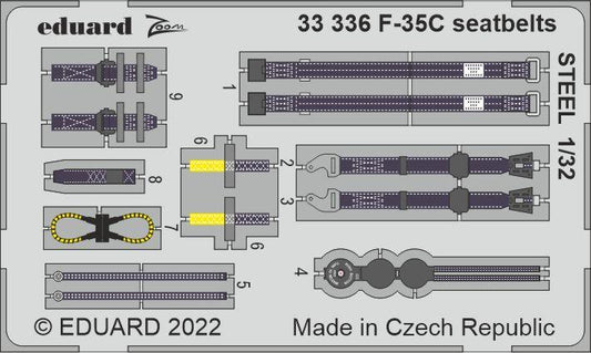 Eduard 33336 1:32 Lockheed-Martin F-35C Seatbelts STEEL