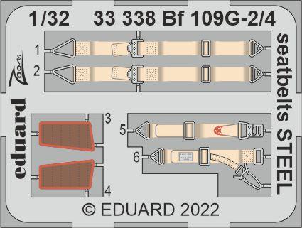 Eduard 33338 1:32 Messerschmitt Bf-109G-2/4 Seatbelts STEEL