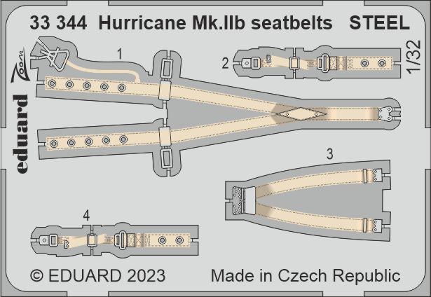 Eduard 33344 1:32 Hawker Hurricane Mk.IIb seatbelts STEEL to be used with Revell