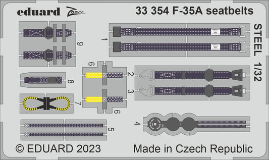 Eduard 33354 1:32 F-35A Lightning II seatbelts STEEL to be used with Trumpeter