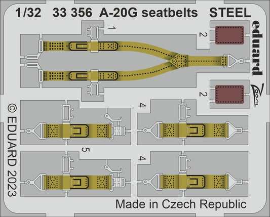 Eduard 33356 1:32 A-20G Havoc seatbelts STEEL to be used with Hong Kong Models