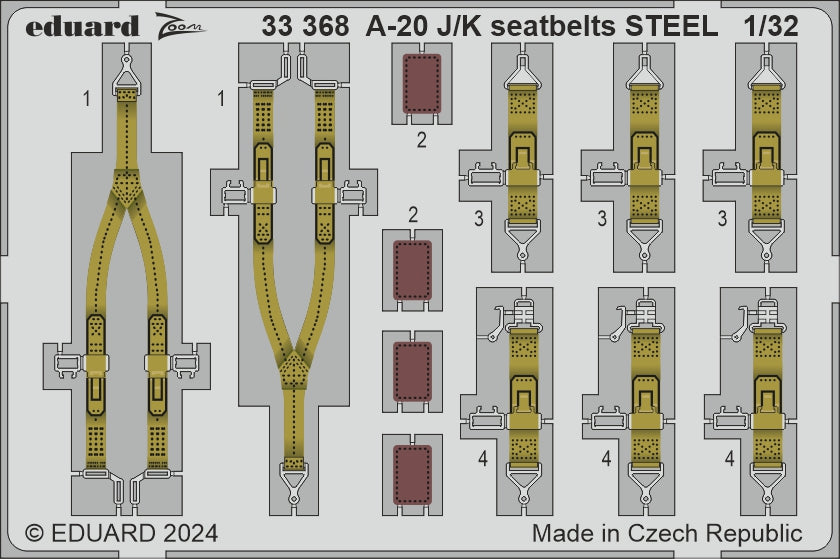 Eduard 33368 1:32 Douglas A-20J/K Havoc seatbelts STEEL