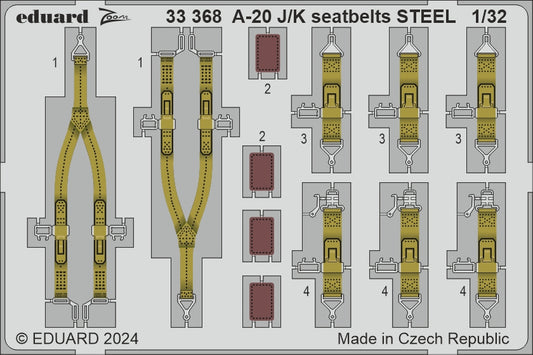 Eduard 33368 1:32 Douglas A-20J/K Havoc seatbelts STEEL