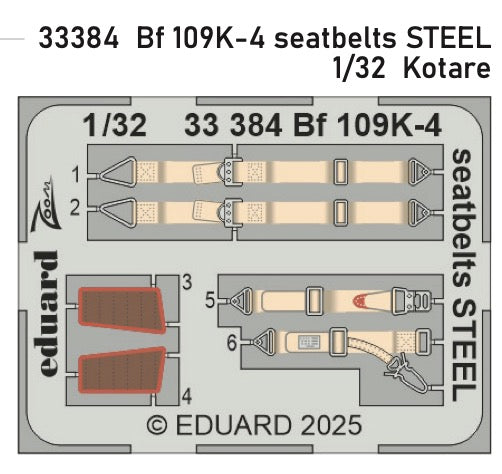 Eduard 33384 1:32 Messerschmitt Bf-109K-4 seatbelts STEEL